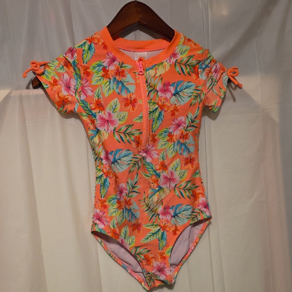 Cat & Jack Coral Short Sleeve One Piece Swimsuit